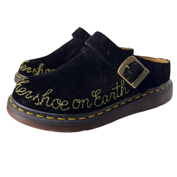 Dr. Martens Isham Mules Slip On Black Suede Made Like No Other Shoes On Earth - Picture 3 of 12